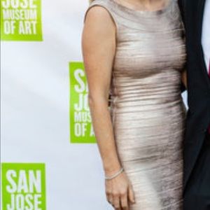 Herve leger pink foiled gown